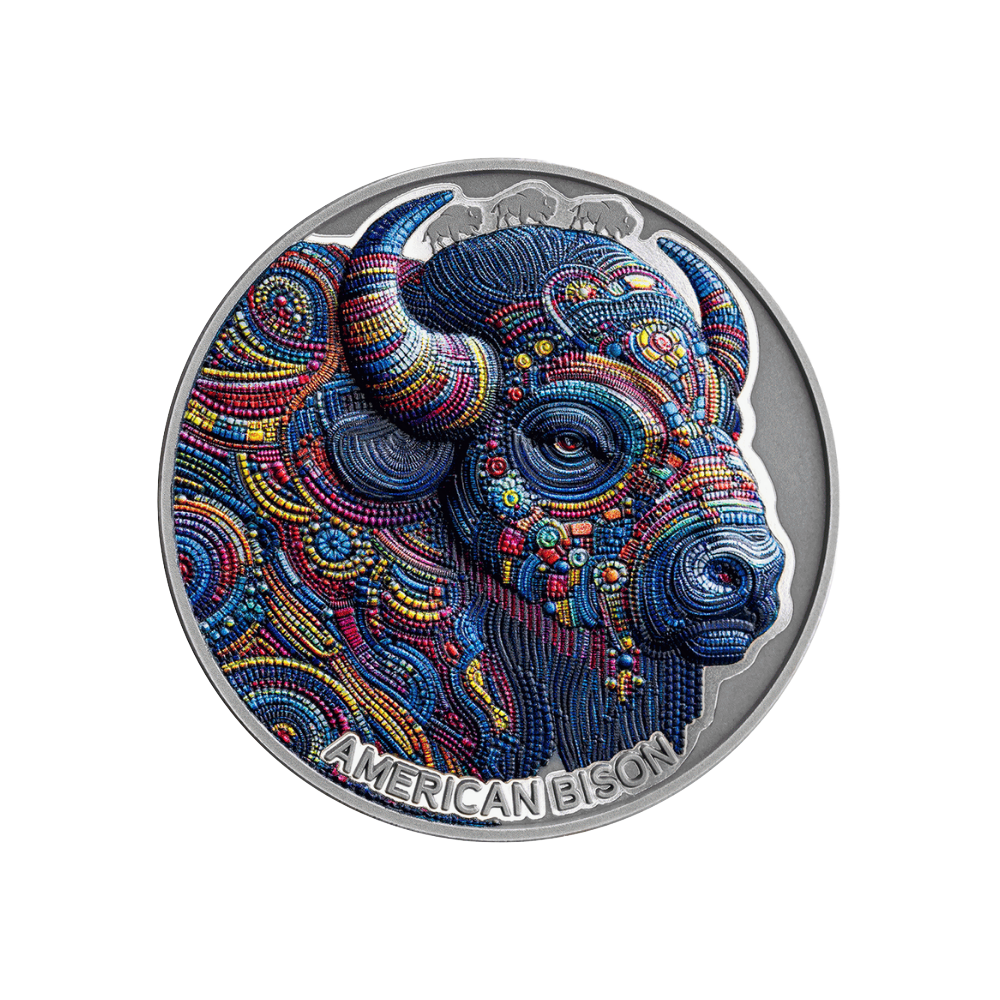 American Bison Patterns of The World 2 Oz Silver Coin 2025