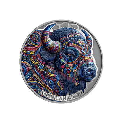 American Bison Patterns of The World 2 Oz Silver Coin 2025