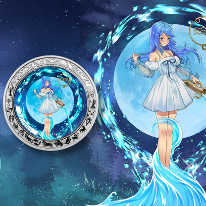 Aquarius Anime Zodiac series 1 Oz Silver Coin 2025 popcoins