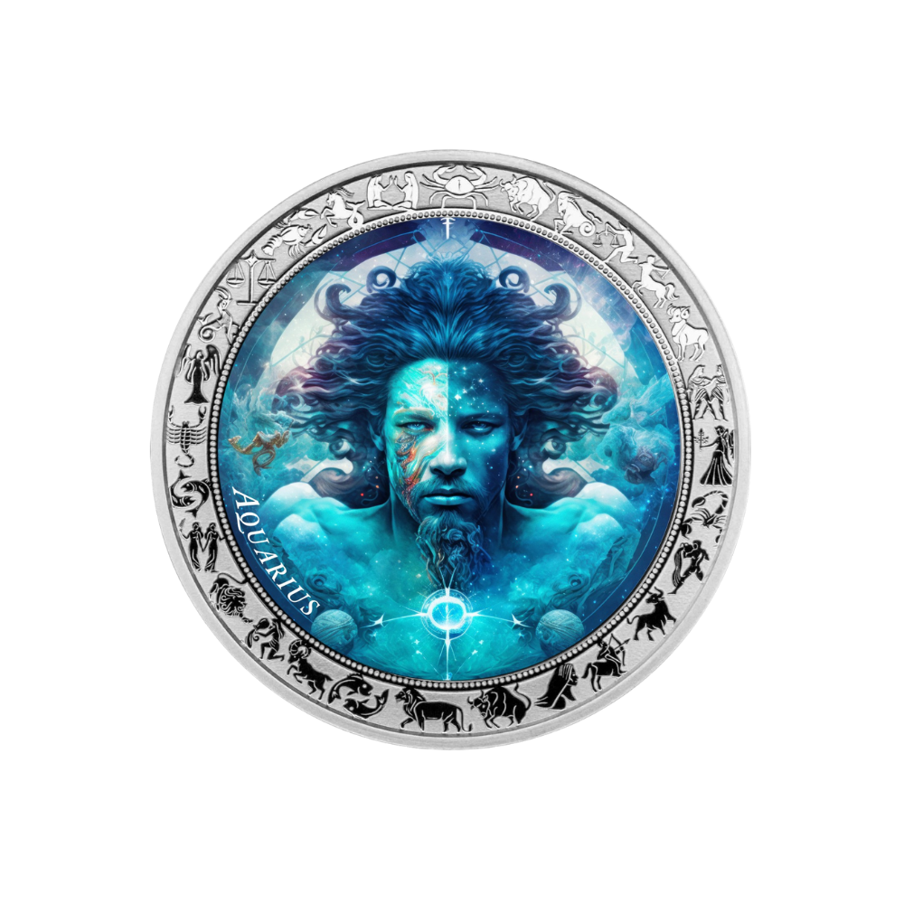 Aquarius Space Zodiac series 1 Oz Silver Coin 2025 POPCOINS