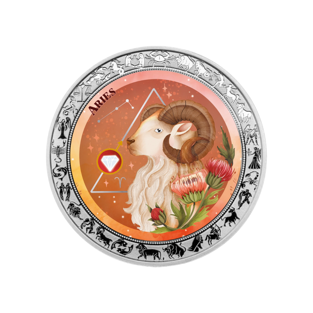 Aries Aquarelle Zodiac series 1 Oz Silver Coin 2026 PopCoins