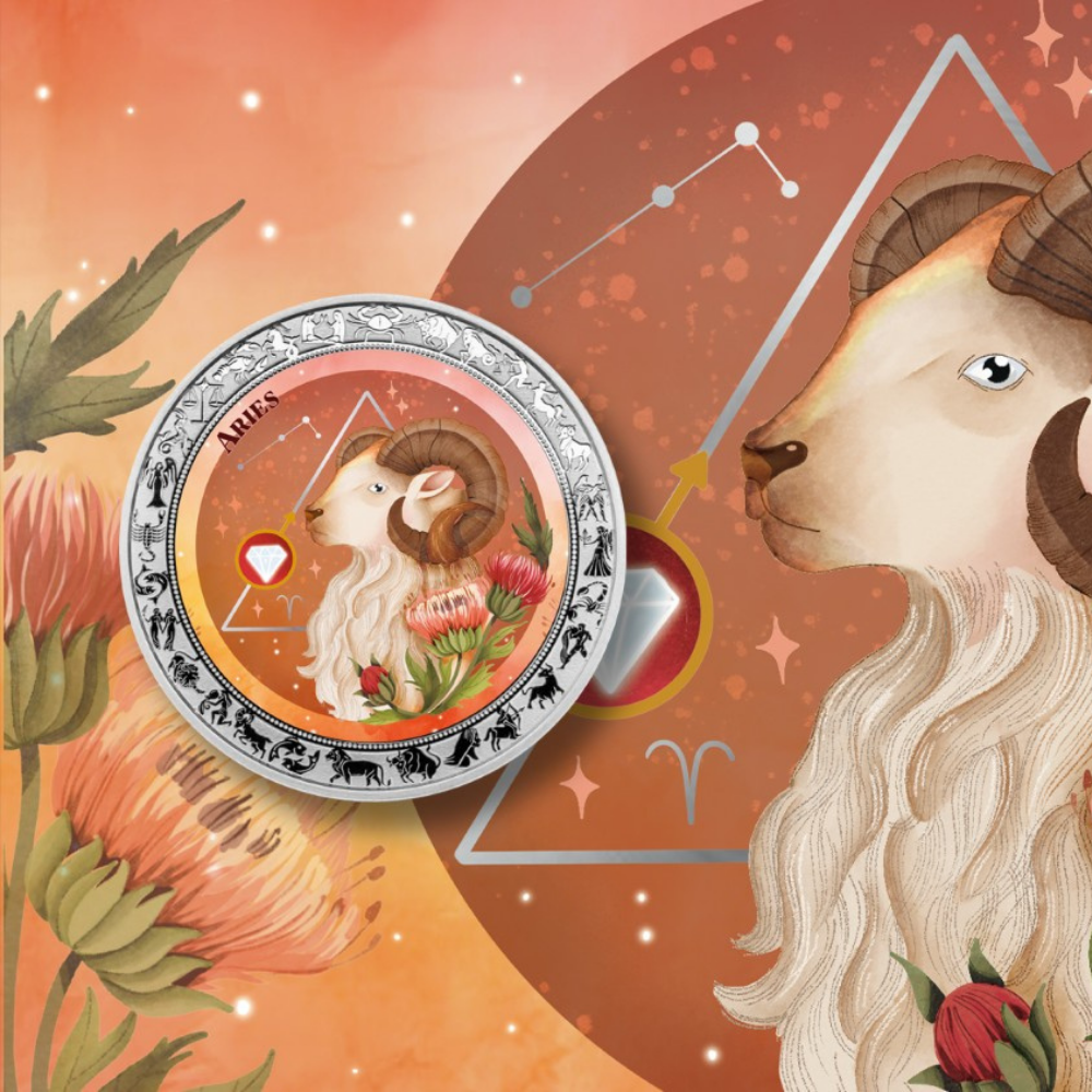 Aries Aquarelle Zodiac series 1 Oz Silver Coin 2026 PopCoins