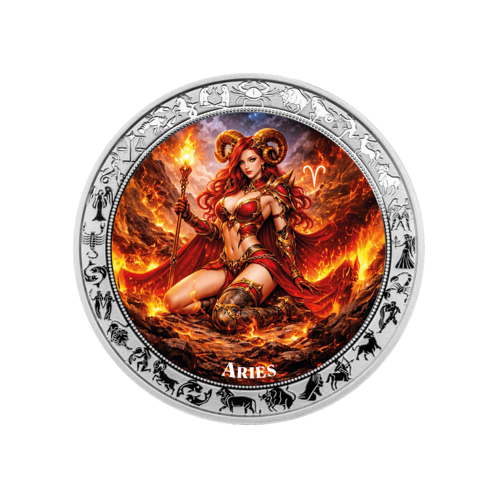 Aries Goddesses Zodiac series 1 Oz Silver Coin 2026 PopCoins