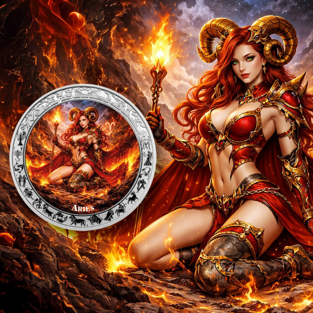 Aries Goddesses Zodiac series 1 Oz Silver Coin 2026 PopCoins
