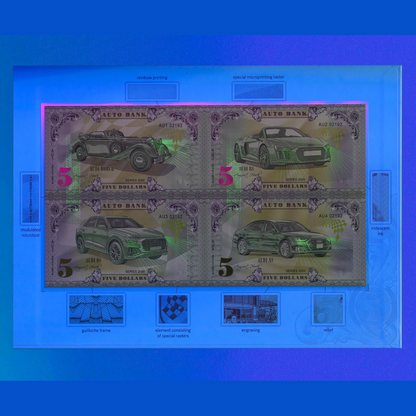 Audi Auto Fantasy Note Limited Series Uncut Sheet of Four Notes