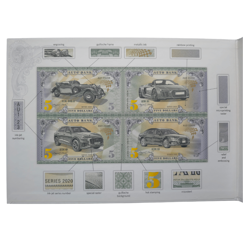 Audi Auto Fantasy Note Limited Series Uncut Sheet of Four Notes