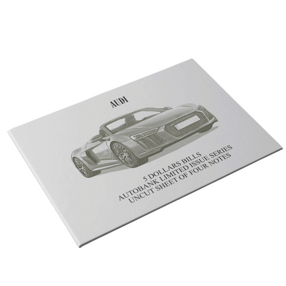 Audi Auto Fantasy Note Limited Series Uncut Sheet of Four Notes