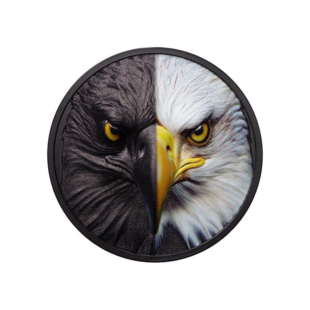 BALD EAGLE Day and Night 3 Oz Silver Coin $20 Palau 2024