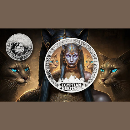 Bastet Egyptian Heritage Series 1 Oz Silver Coin 2025 banner popcoins parthava coin