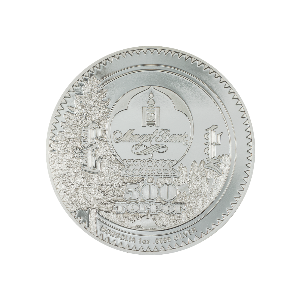 BEAR Woodland Spirit 1 Oz Silver Coin 500 Togrog Mongolia 2024