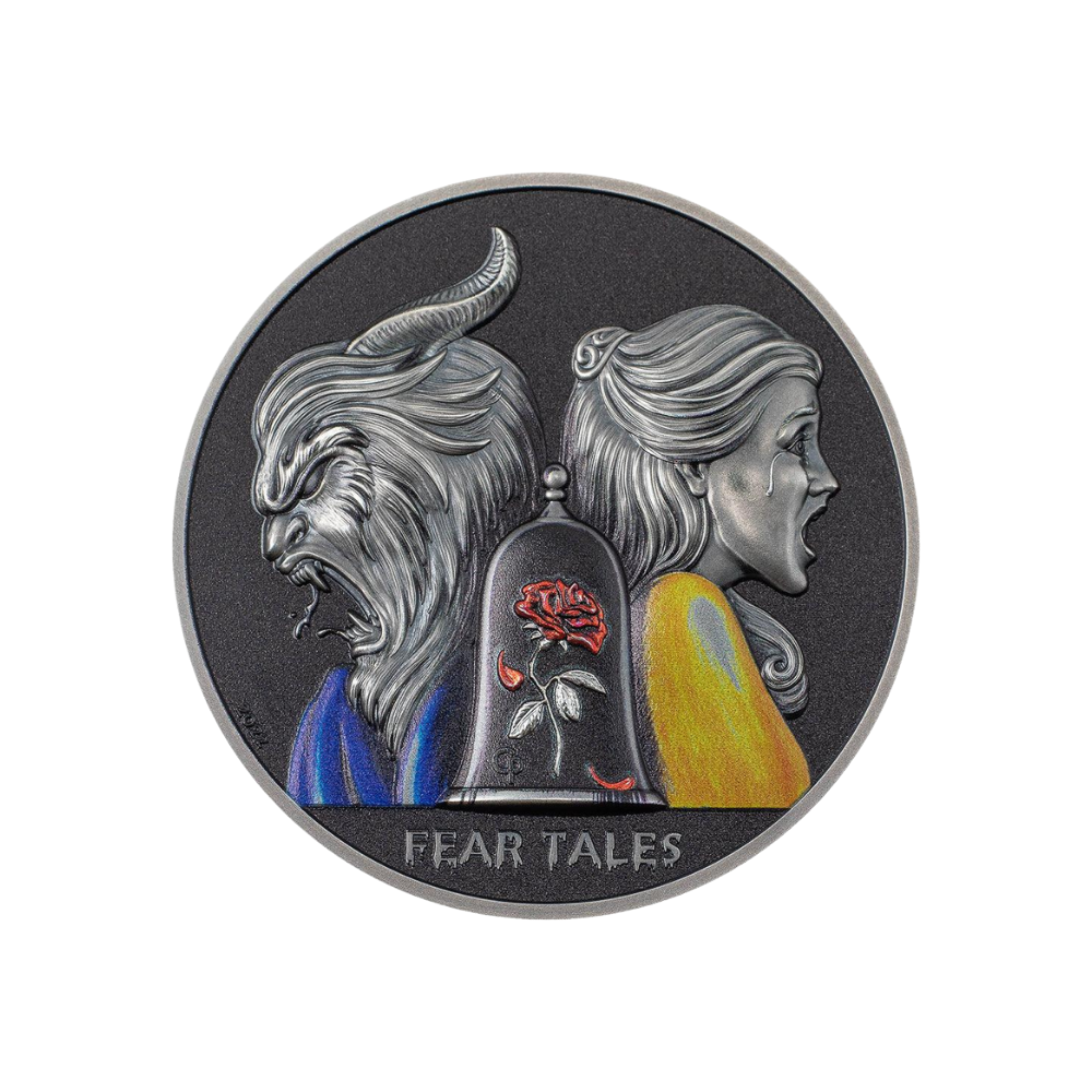 BEAUTY AND THE BEAST Fear Tales 2 Oz Silver Coin $10 Palau 2022