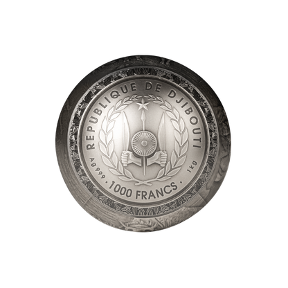 BIG FIVE LEOPARDS Spherical 1 Kg Kilo Silver Coin 1000 Francs Djibouti 2023