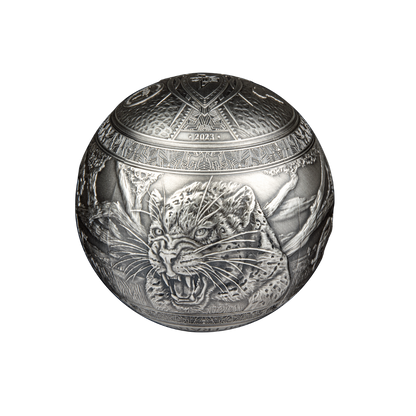 BIG FIVE LEOPARDS Spherical 1 Kg Kilo Silver Coin 1000 Francs Djibouti 2023