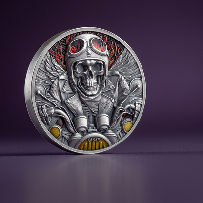 BIKER Memento Mori 1 Oz Silver Coin 5 Cedis Ghana 2024 - PARTHAVA COIN