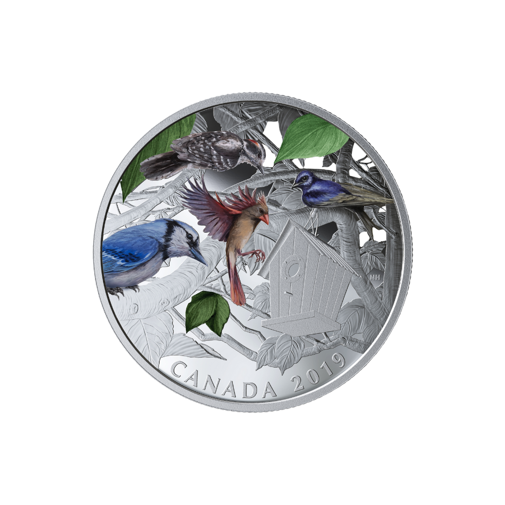 BIRDS IN THE BACKYARD 2 Oz Silver Coin $30 Canada 2019