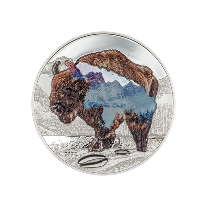 BISON Into The Wild 2 Oz Silver Coin 1000 Togrog Mongolia 2023