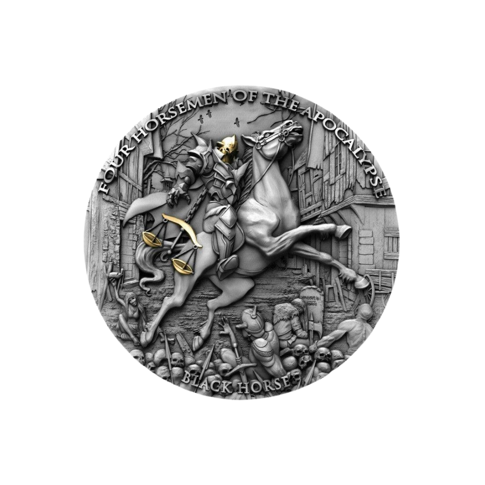 BLACK HORSE Four Horsemen of the Apocalypse 2 Oz Silver Coin $5 Niue 2020