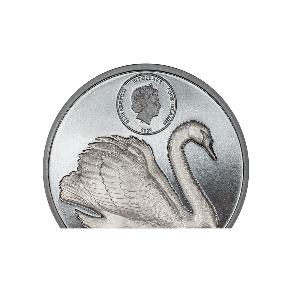 BLACK SWAN 2 Oz Silver Coin $10 Cook Islands 2023