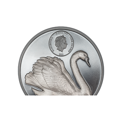 BLACK SWAN 2 Oz Silver Coin $10 Cook Islands 2023