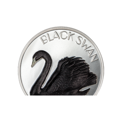 BLACK SWAN 2 Oz Silver Coin $10 Cook Islands 2023