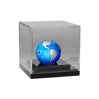 BLUE MARBLE ENDANGERED Meteorite From Space 3 Oz Silver Coin $5 Barbados 2022