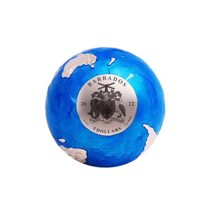 BLUE MARBLE ENDANGERED Meteorite From Space 3 Oz Silver Coin $5 Barbados 2022