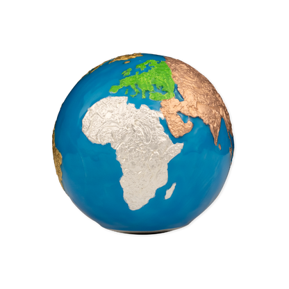 BLUE MARBLE Glow in the Dark Planet Earth 5 Oz Silver Coin $5 Barbados 2024