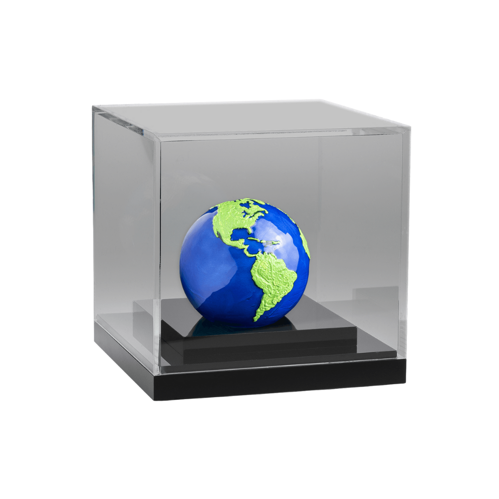 BLUE MARBLE Green Planet Earth Spherical 3 Oz Silver Coin $5 Barbados 2022