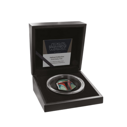 BOBA FETT™ Coloured Helmet Ultra High Relief Star Wars 2 Oz Silver Coin $5 Niue 2020