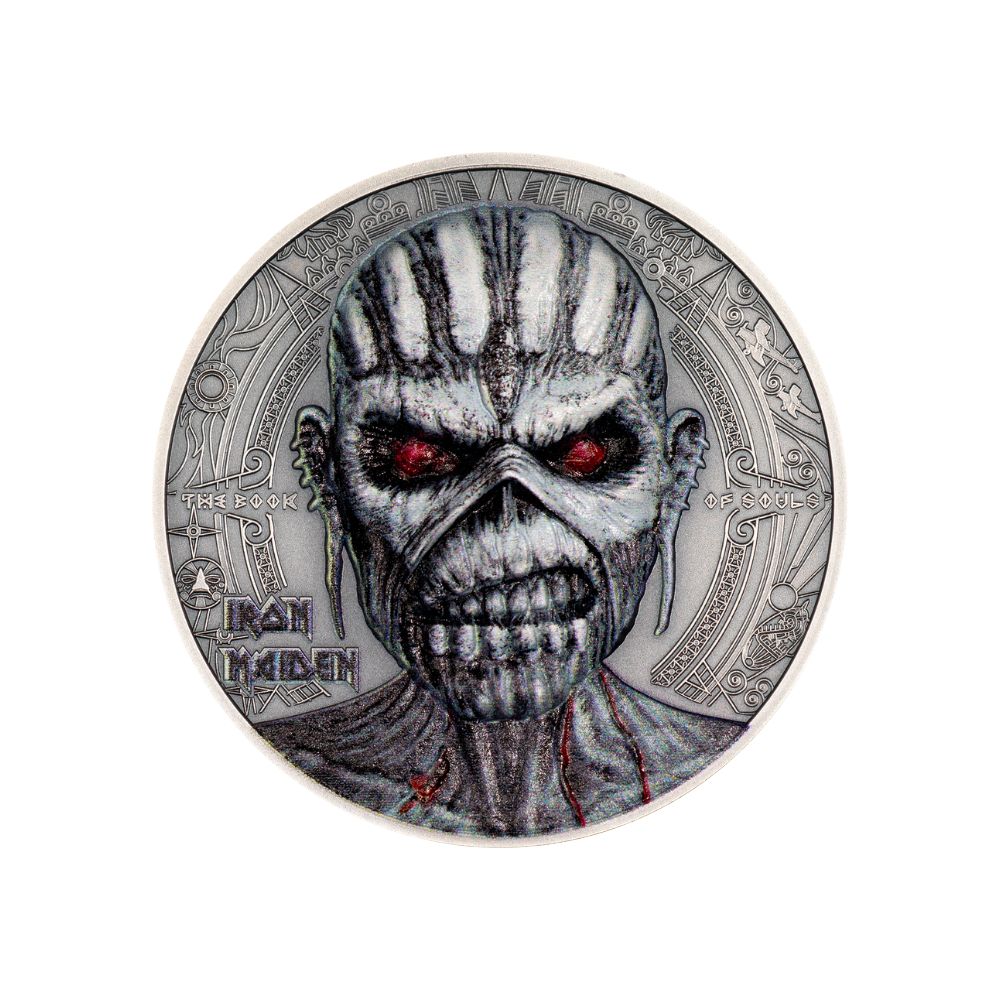 BOOK OF SOULS Iron Maiden 2 Oz Silver Coin $10 Cook Islands 2024