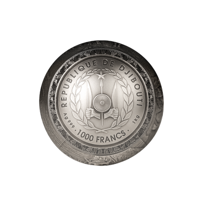 BUFFALO Big Five Spherical 1 Kg Kilo Silver Coin 1000 Francs Djibouti 2024