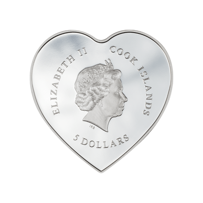 BUTTERFLY Brilliant Love Heart Silver Coin $5 Cook Islands 2023