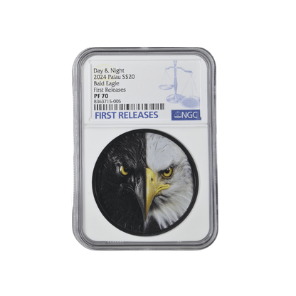 Bald Eagle Day and Night 3 Oz Silver Coin - First Releases PF 70 (NCG Cert #8363715-005)