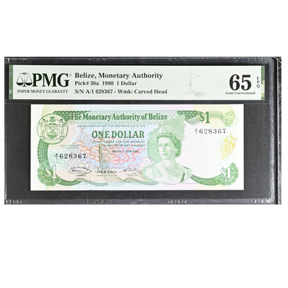 Belize 1 Dollar 1980 Pick 38a Gem UNC 65 EPQ