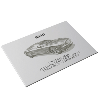 Bentley Auto Fantasy Note Limited Series Uncut Sheet of Four Notes