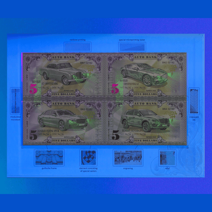 Bentley Auto Fantasy Note Limited Series Uncut Sheet of Four Notes