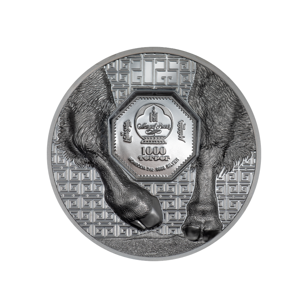 Bison Wild Mongolia 2 Oz Black Proof Silver Coin 2025