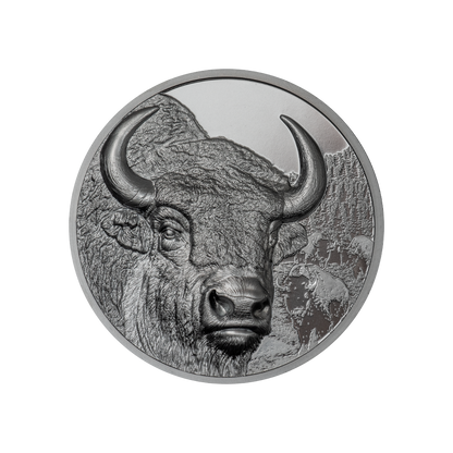 Bison Wild Mongolia 2 Oz Black Proof Silver Coin 2025