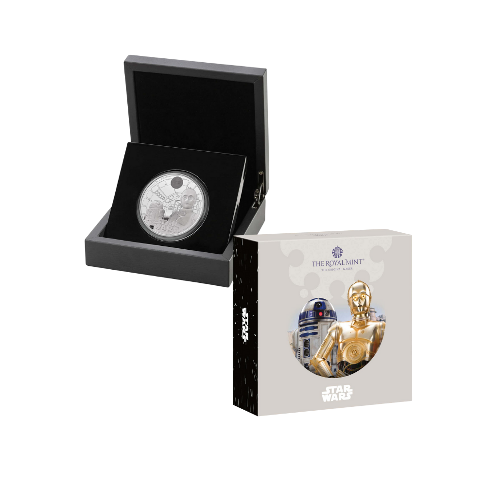 C-3PO AND R2-D2 Star Wars 5 Oz Silver Coin 10 Pounds United Kingdom 2023