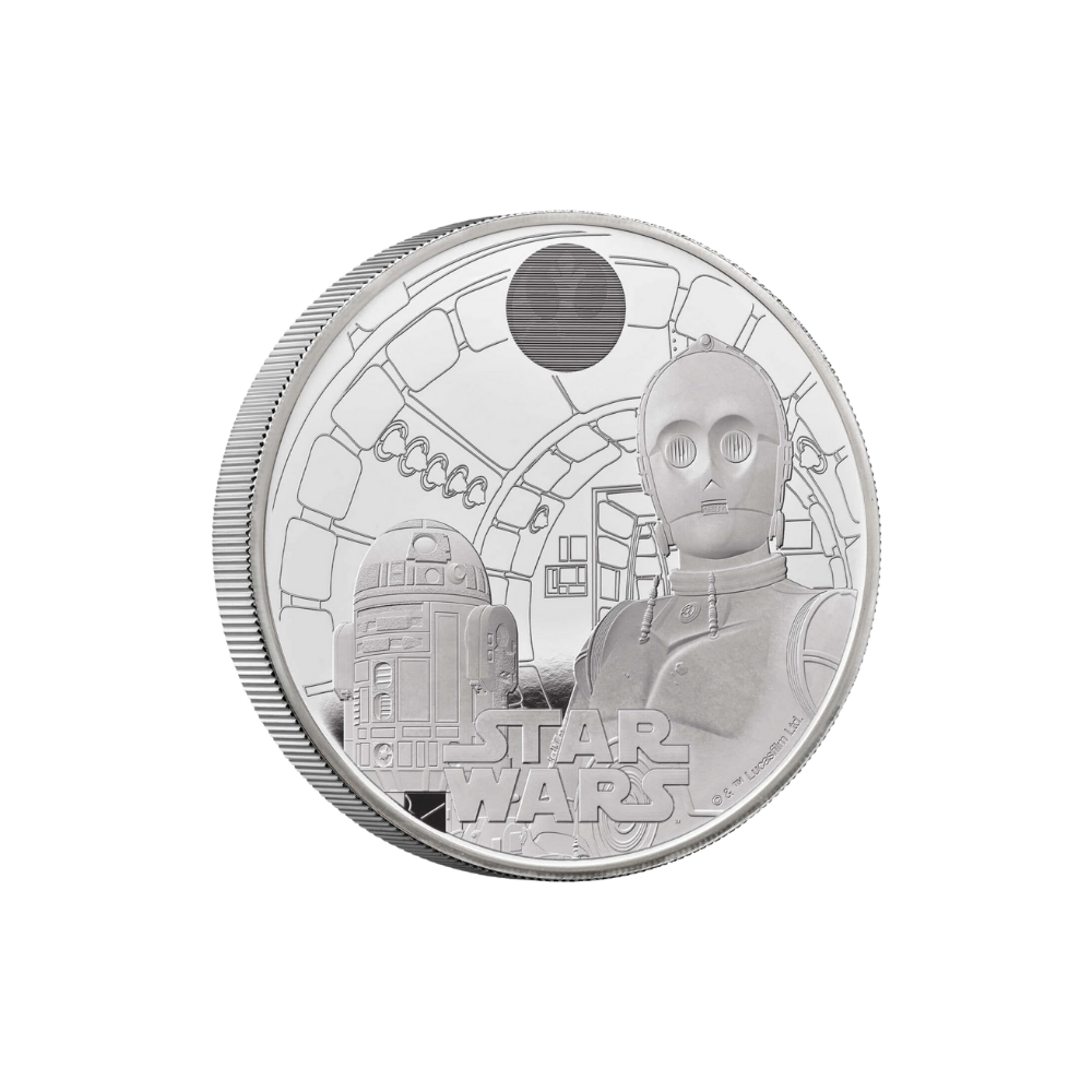 C-3PO AND R2-D2 Star Wars 5 Oz Silver Coin 10 Pounds United Kingdom 2023