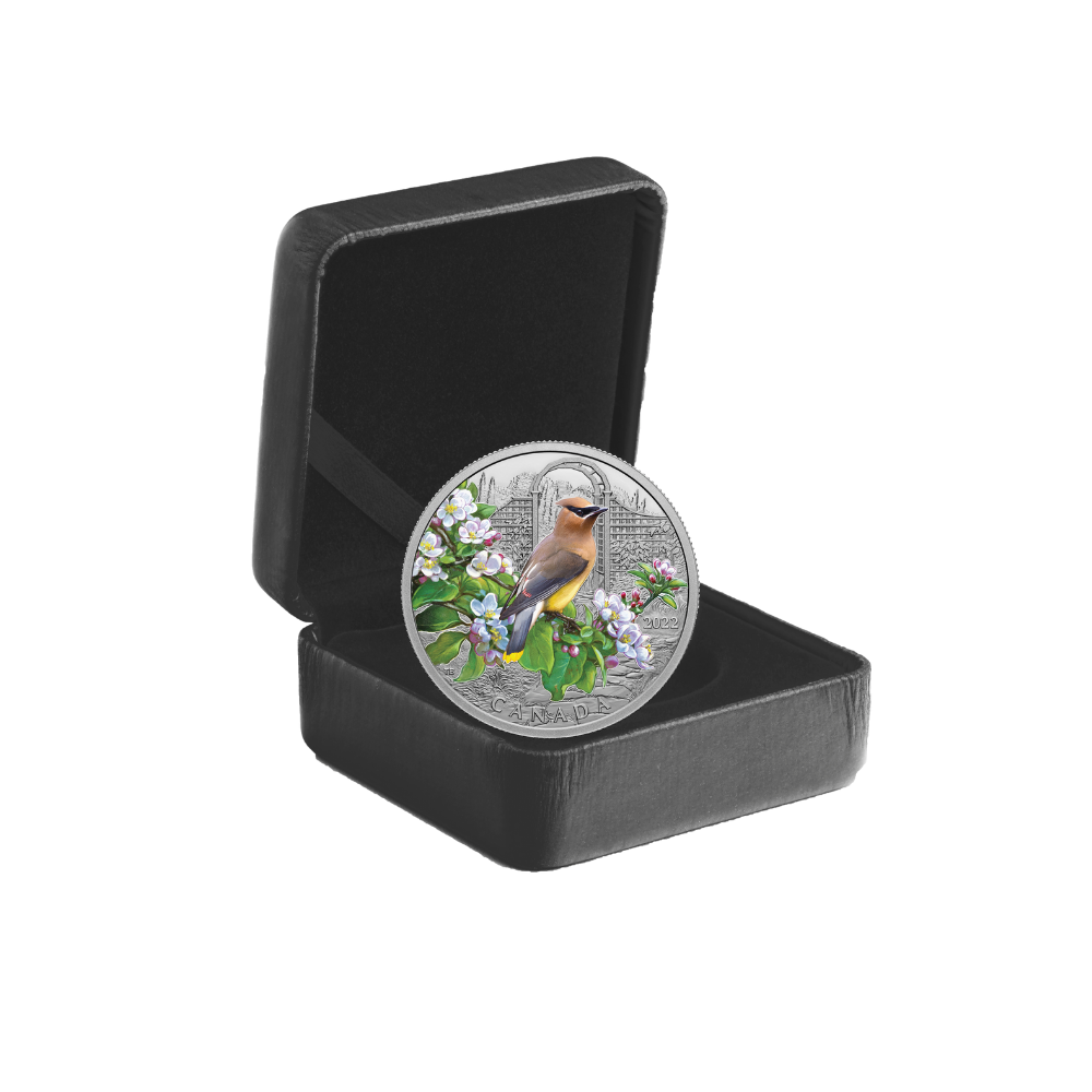 CEDAR WAXWING Colourful Birds 1 Oz Silver Coin $20 Canada 2022