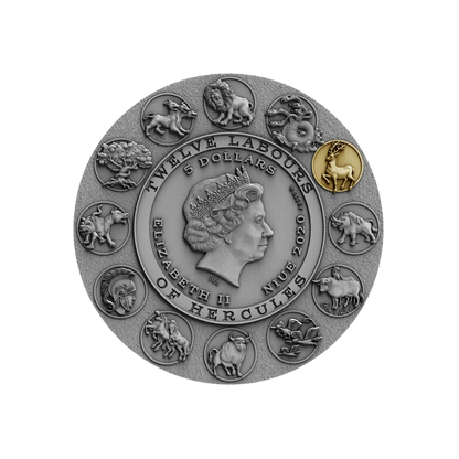 CERYNEIAN HIND Twelve Labours of Hercules 2 Oz Silver Coin $5 Niue 2020