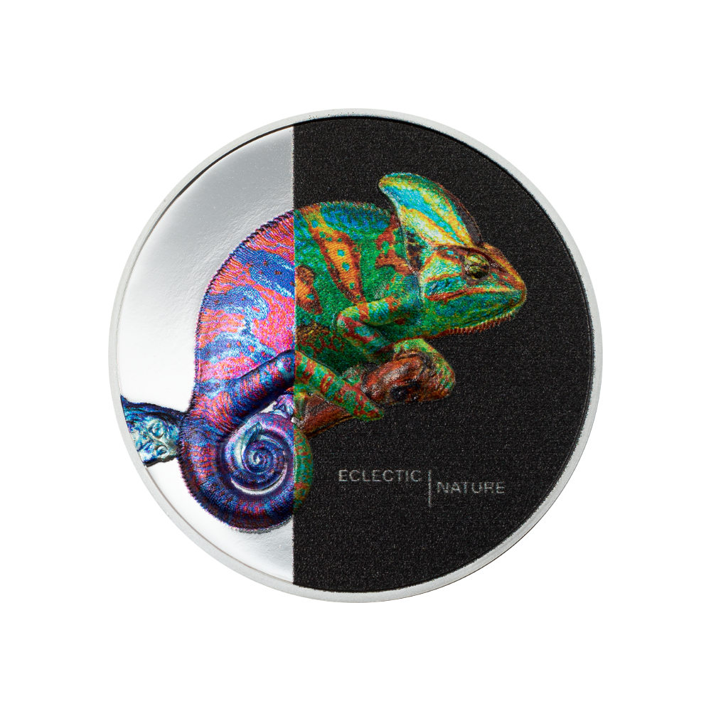 CHAMELEON Eclectic Nature 1 Oz Silver Coin $5 Cook Islands 2023