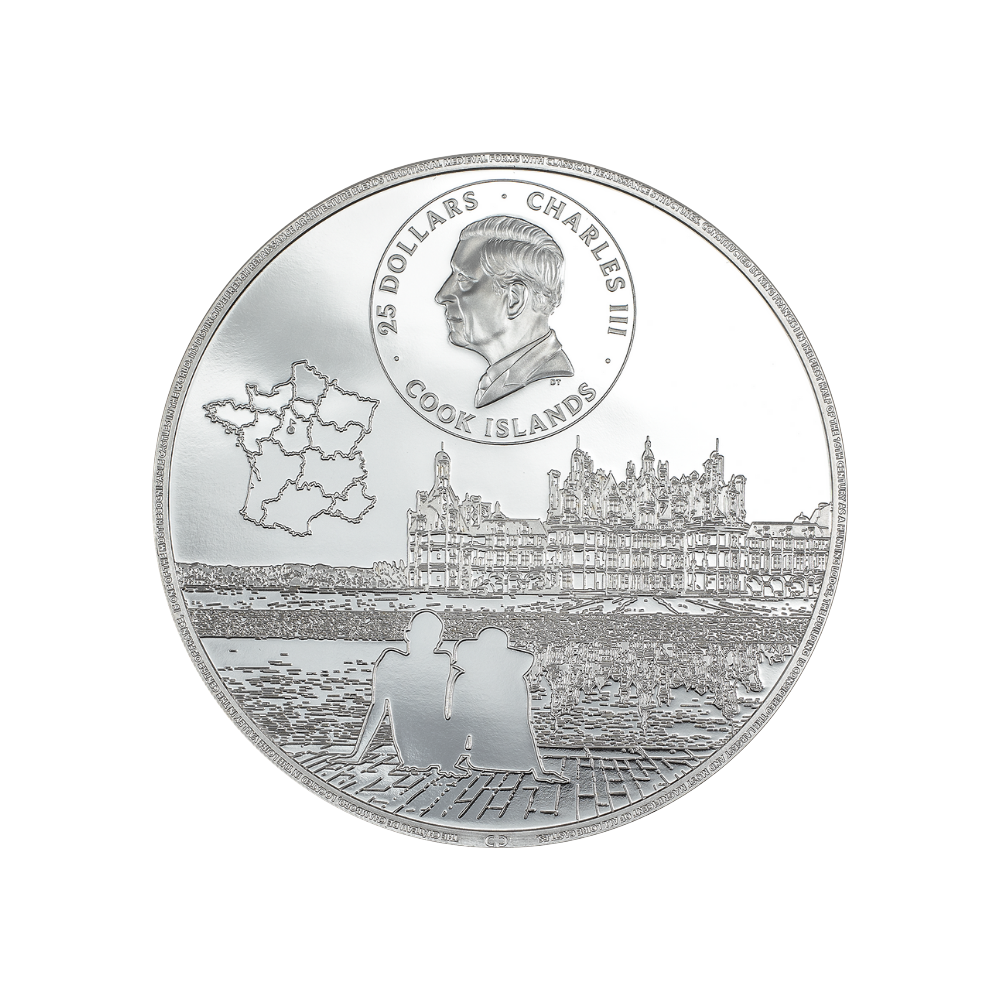 CHATEAU DE CHAMBORD 5 Oz Silver Coin $25 Cook Islands 2024