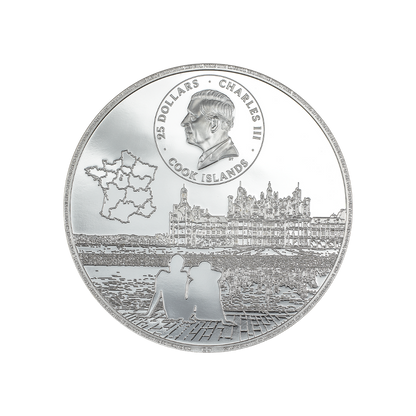 CHATEAU DE CHAMBORD 5 Oz Silver Coin $25 Cook Islands 2024