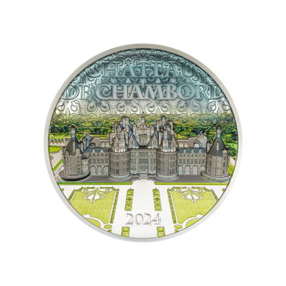 CHATEAU DE CHAMBORD 5 Oz Silver Coin $25 Cook Islands 2024