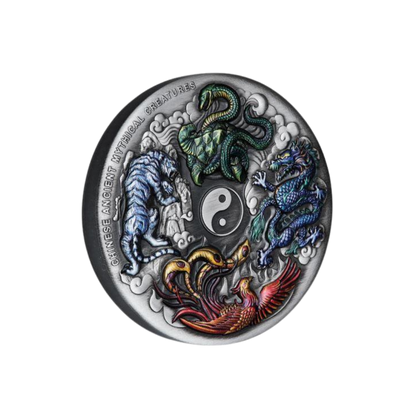 CHINESE ANCIENT Mythical Creatures 5 Oz Silver Coin $5 Tuvalu 2021