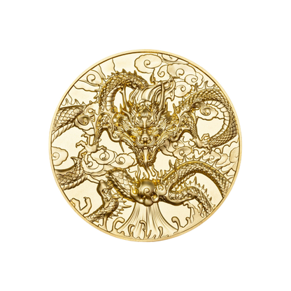 CHINESE DRAGON ART Gold Plated 5 Oz Silver Coin $10 Niue 2024