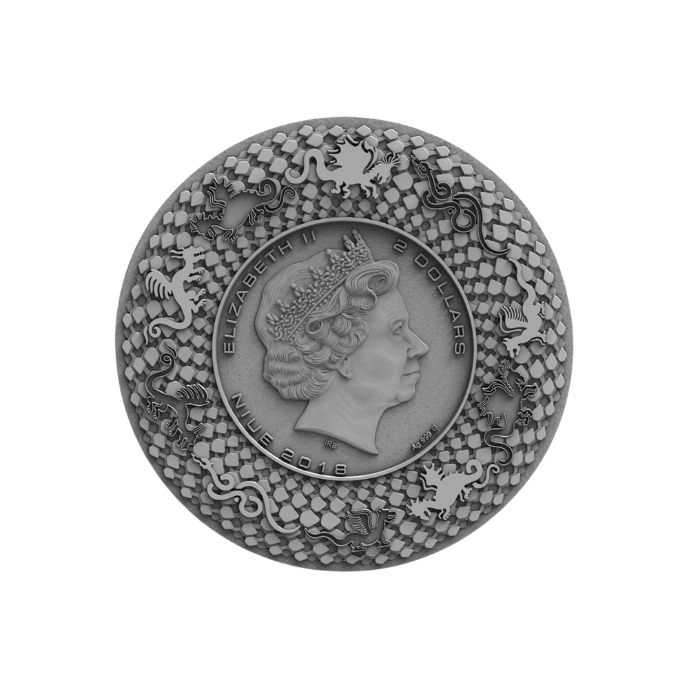CHINESE DRAGON Coral Dragons 2 Oz Silver Coin $2 Niue 2018
