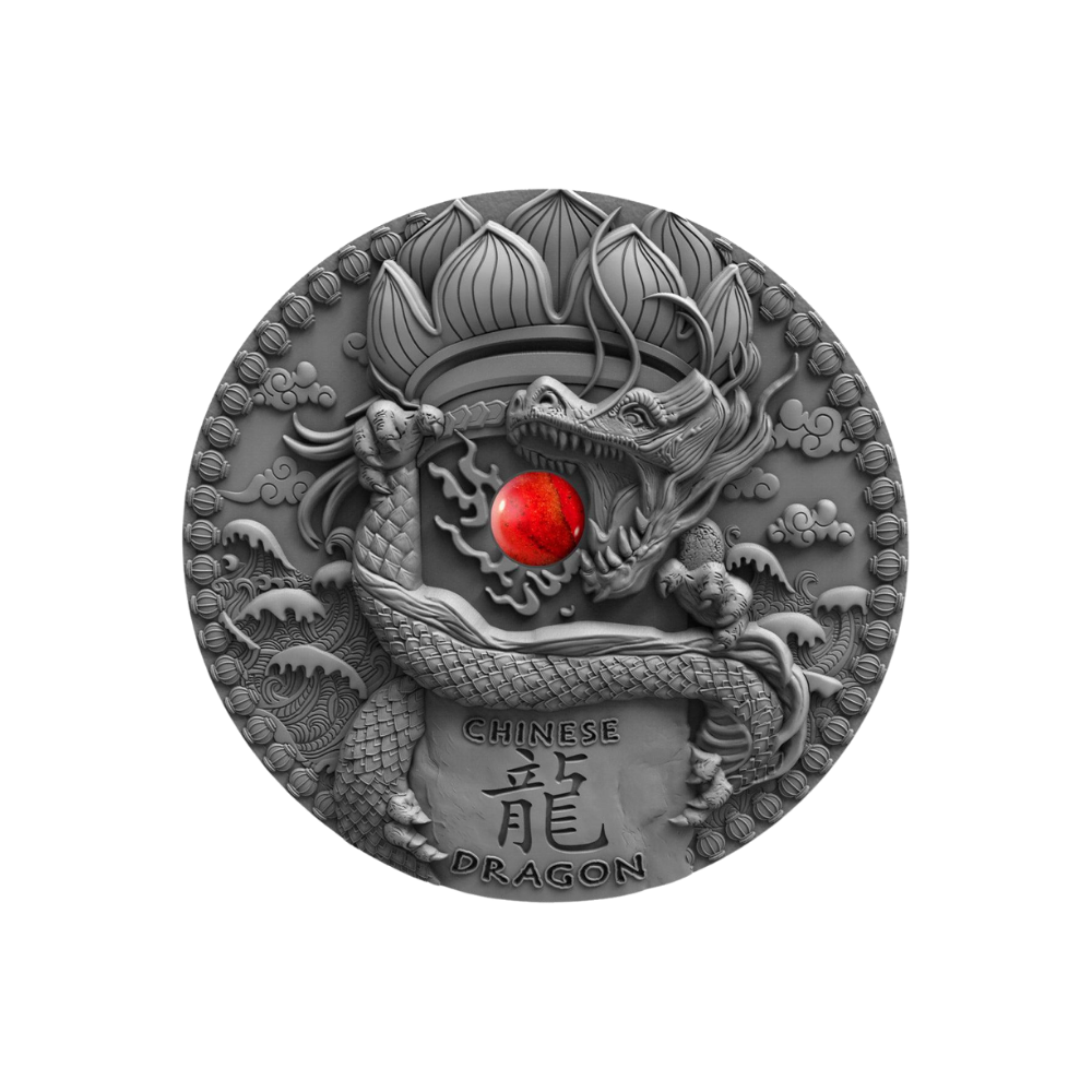 CHINESE DRAGON Coral Dragons 2 Oz Silver Coin $2 Niue 2018